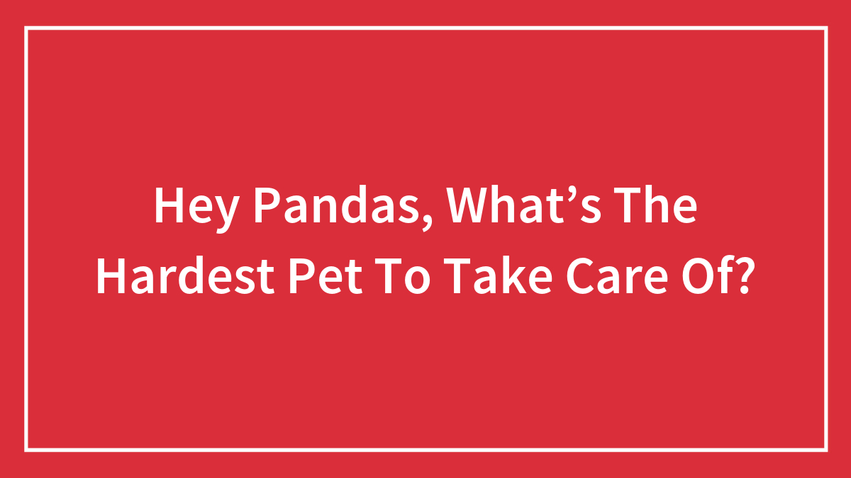 Hey Pandas, What’s The Hardest Pet To Take Care Of? (Closed)