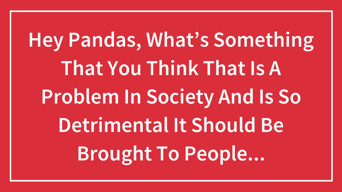 Hey Pandas, What’s Something That You Think That Is A Problem In Society