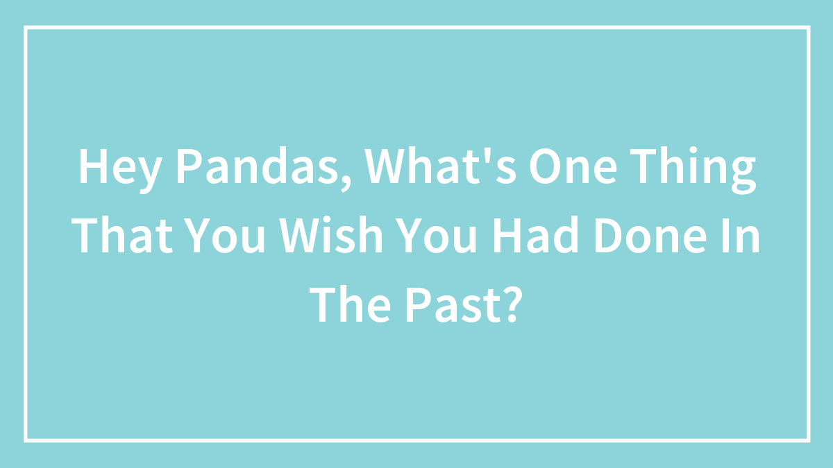 Hey Pandas, What’s One Thing That You Wish You Had Done In The Past? (Closed)