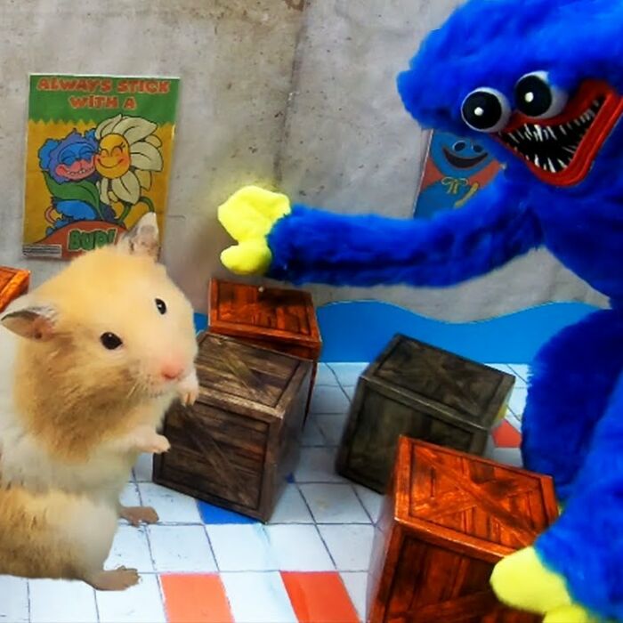 My Hamster Escapes From Hostile Huggy Wuggy In The Awesome Poppy Playtime Maze That I Made (12 Pics)