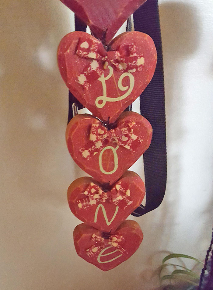 This Valentine's Decoration Looks Like It Says "Lone". Happy Valentine's Day