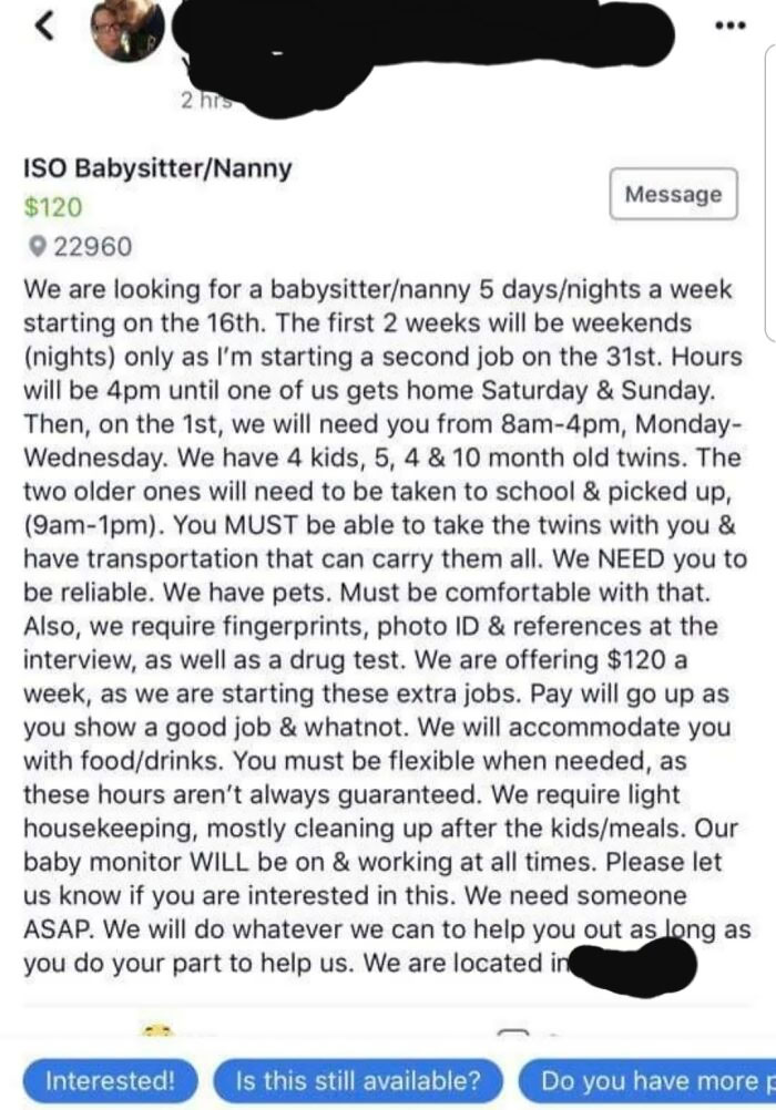 Be A Nanny For My Kids And Clean My House For Only $120 A Week