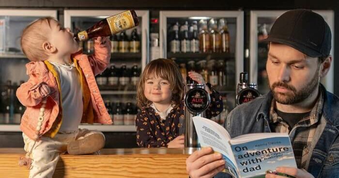 This Cool Dad Scares The Hell Out Of Mom By Sending Photoshopped Photos Of Their Kids (10 Pics)