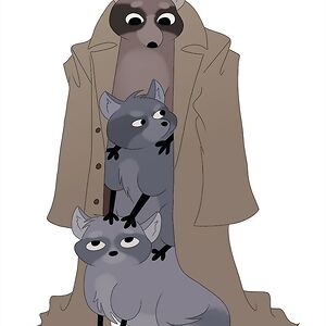 3 Trash Pandas in a Trenchcoat