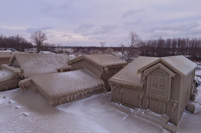 Welcome To Narnia: Two Days Of Gale Force Winds Along Lake Erie Have Iced Over Many Of The Homes Along The Beach In Hamburg, NY