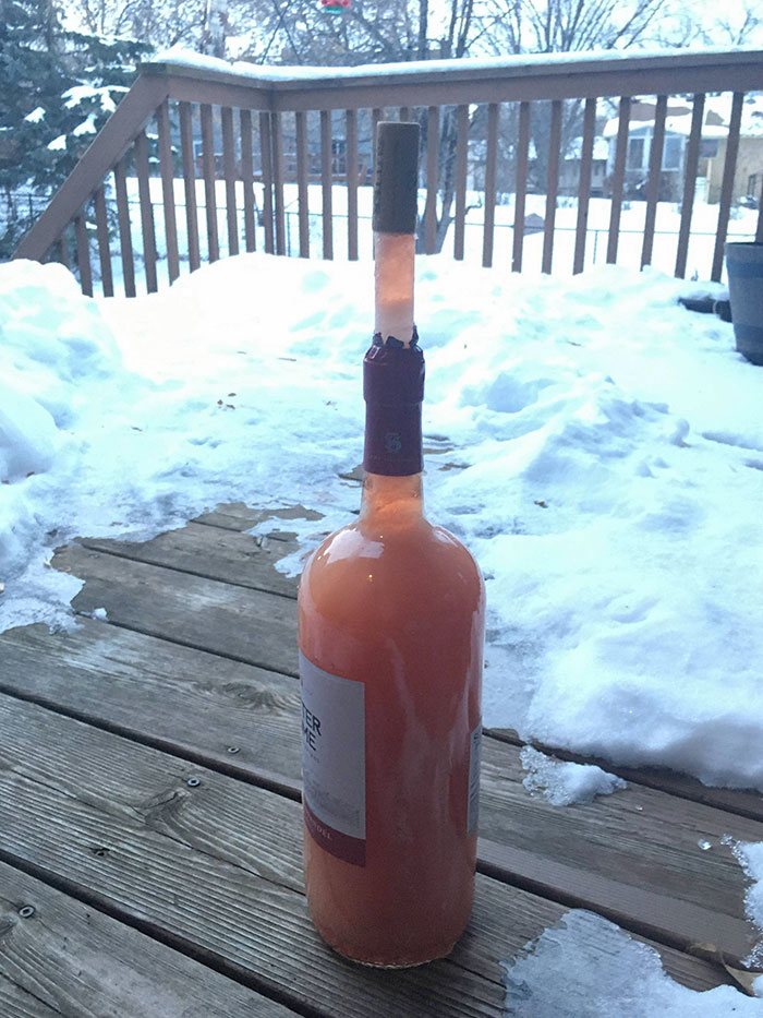 This Bottle Of Wine That Was Left On My Freezing Porch