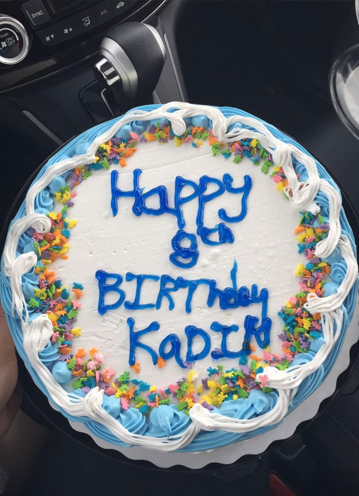 It Still Tasted Delicious, And The Writing Gave Us A Really Good Laugh. I Think Some Poor Unprepared Soul Was Thrown Into The Cake Writing Job! Happy 8th Birthday Kadin
