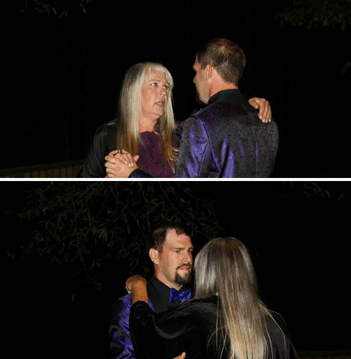 From My Wedding A While Ago. First Picture My Mother-In-Law Was Telling My Husband She Wanted Grandkids, The Bottom Picture Was His Reaction