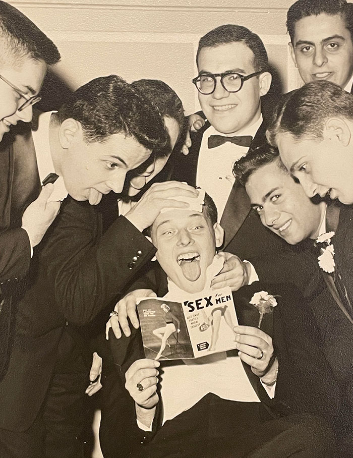 My Wife's Grandfather With His Buddies On His Wedding Night In 1954