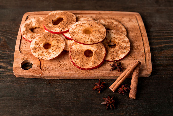 Cut Up Apples With Cinnamon