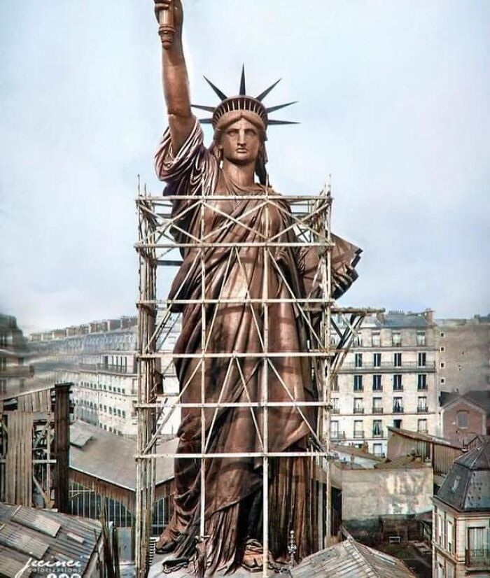 Statue Of Liberty Towering Over Paris Just Before It Was Disassembled And Shipped To New York, 1886