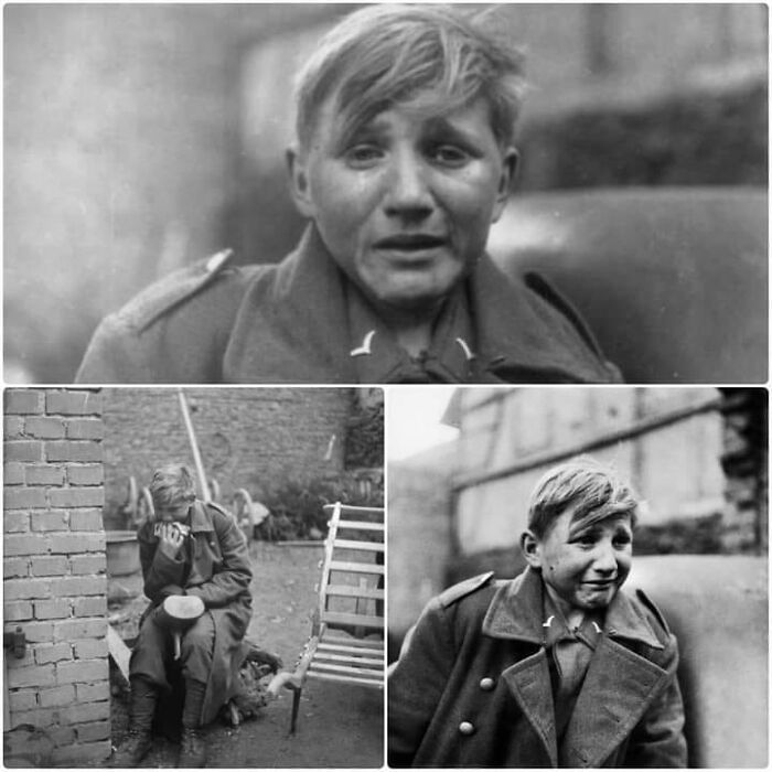These Photos Shows The 16-Year-Old German Soldier Hans-Georg Henke After He Was Captured By The Us 9th Army On April 3rd, 1945