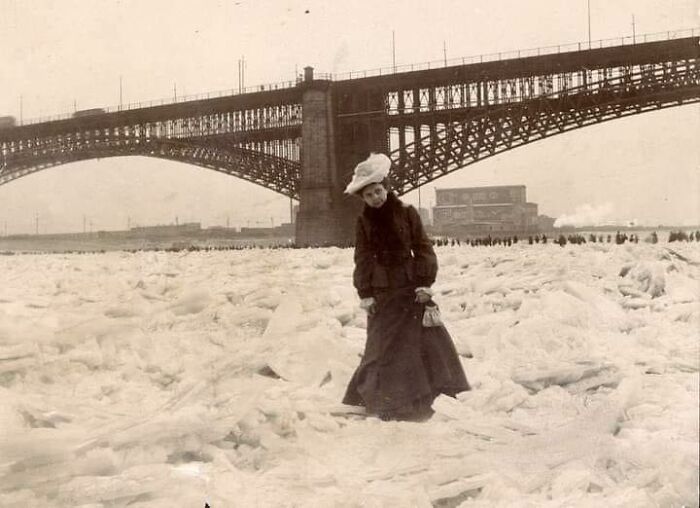 A Woman On The Frozen Mississippi River At St. Louis, Missouri In 1905
