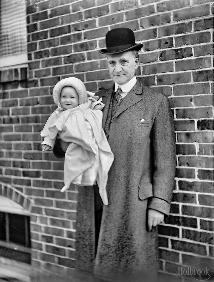 Most Likely A Father And His Offspring. Glass Negative Photo From Around 1910
