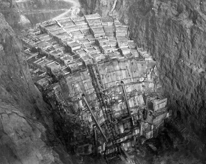 The Hoover Dam Under Construction In 1934