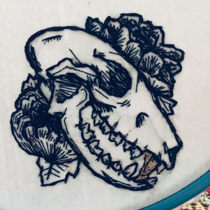Bull Terrier Skull Embroidery-Freehand