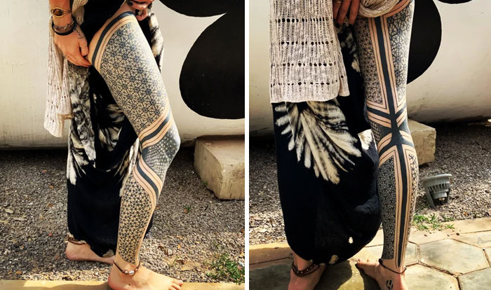 Geometric Full Leg Sleeve Tattoo By Kevin Ligabue (@kevinligabue) Oakland Ca Bay Area