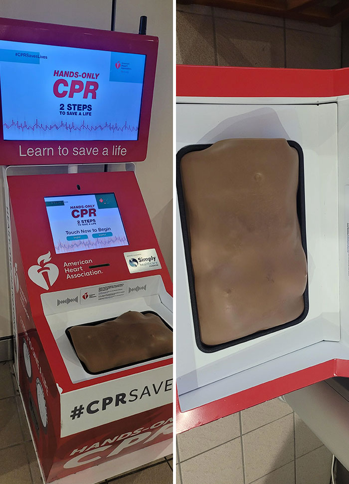 Waiting To Pick Up My Dad At The Orlando Airport, And I Found This Cool Learn-CPR Free Vending Machine