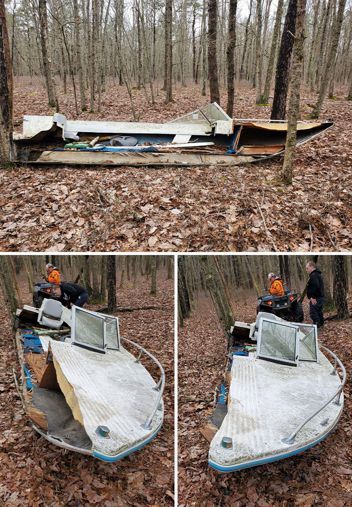 Found A Boat In The Woods. Well, Half A Boat