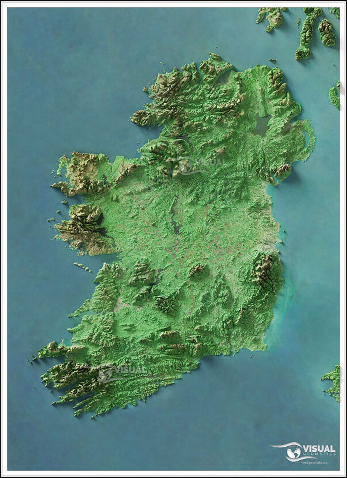 A Map Of Éire I Made Using 3D Surface Data And Satellite Imagery, Hope You Enjoy!