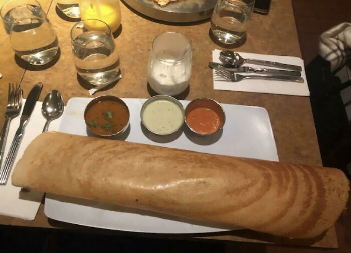 Absolutely Huge Indian Dosa At An Indian Restaurant In NYC