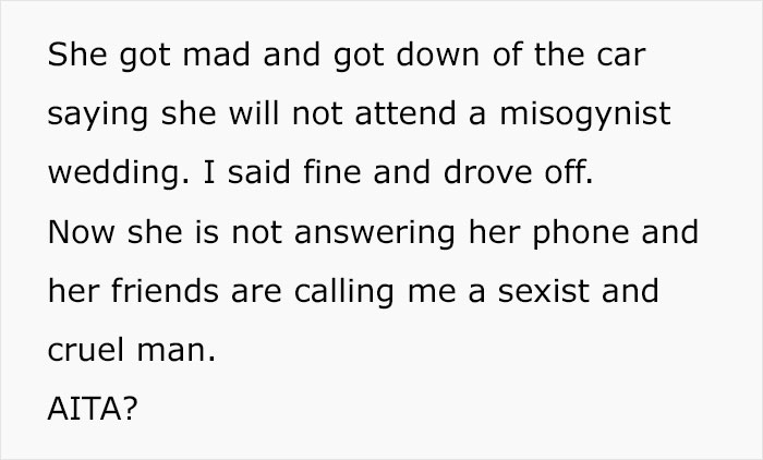 Guy Leaves For Boss's Wedding Alone After Seeing How Girlfriend Looks, Her Friends Call Him Cruel And Sexist, But The Internet Backs Him Up Guy Leaves For Boss's Wedding Alone After Seeing How Girlfriend Looks, Her Friends Call Him Cruel And Sexist, But The Internet Backs Him Up