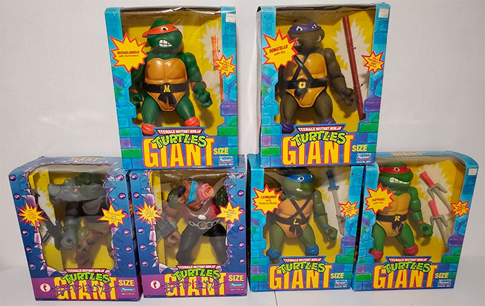 Teenage Mutant Ninja Turtles 1980s action figures in the boxes