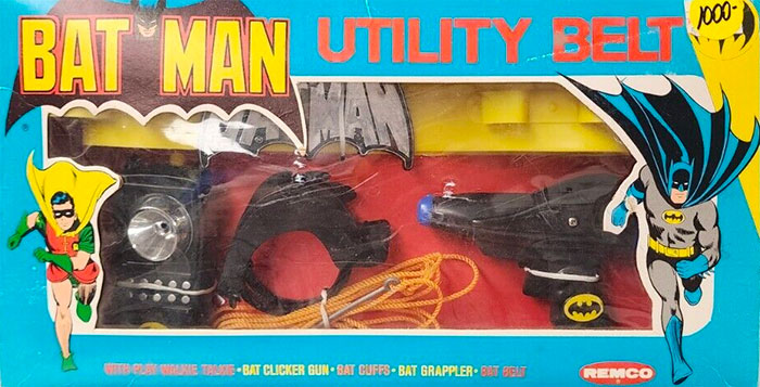 Batman utility belt in the blue box