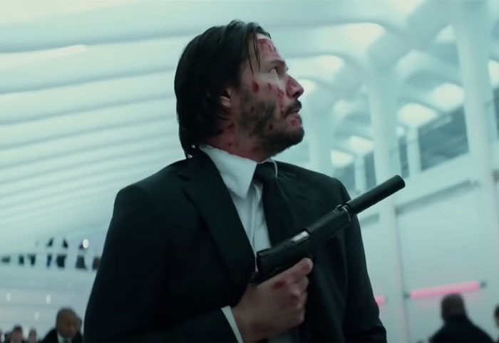 Keanu Reeves in movie John Wick 2 subway fight