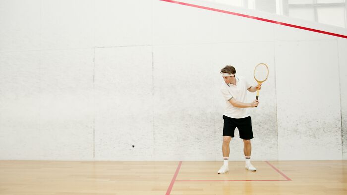 Man Playing Squash 