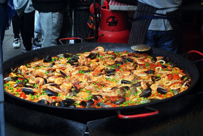 Big Pan Of Freshly Made Paella 