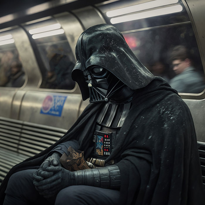 Artistic Vision Of Fictional Characters On The Subway Commute Created Using AI (30 Pics