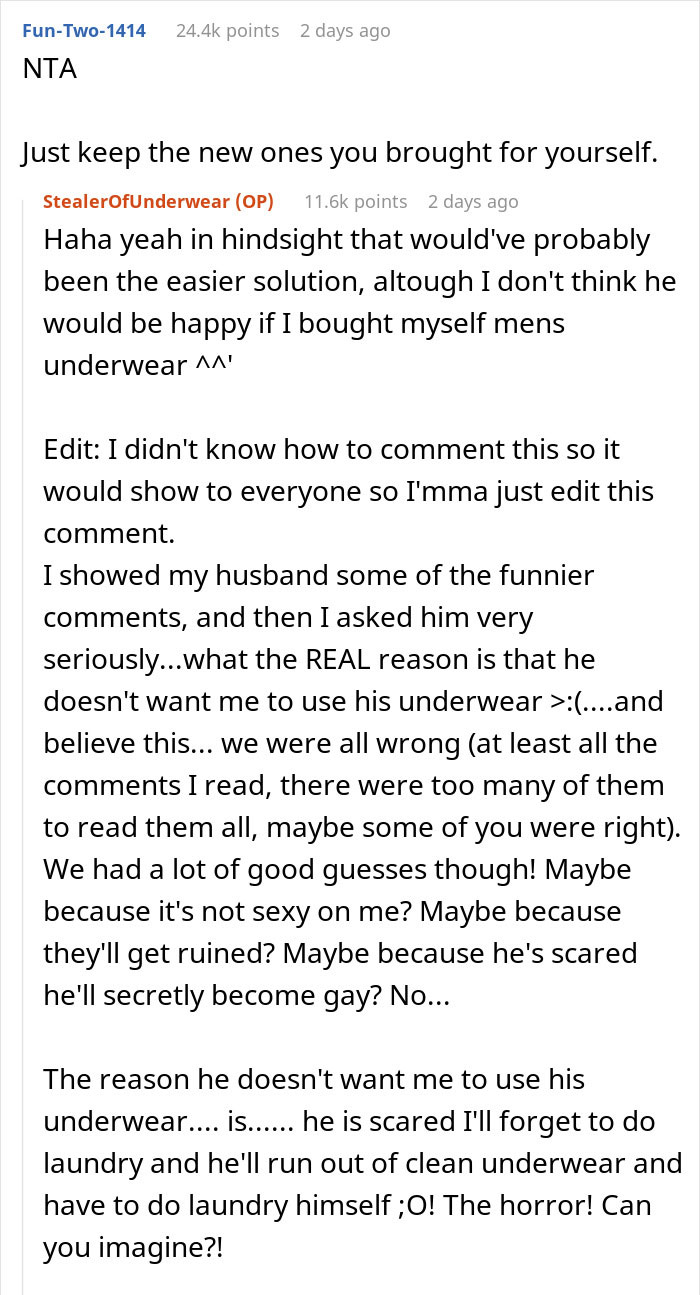 Husband Flips Out At Pregnant Wife For Borrowing His Underwear, Wife Left Confused About What's The Real Reason Husband Flips Out At Pregnant Wife For Borrowing His Underwear, Wife Left Confused About What's The Real Reason