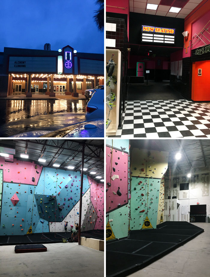 Rock Climbing Gym In Old Movie Theater