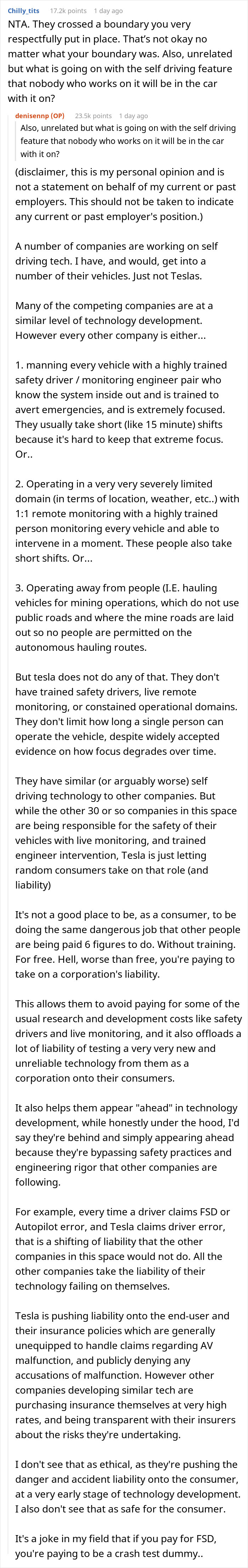 Family Annoyed Son’s Girlfriend Yelled To Be Let Out Of Car After The Dad Ignored Her Request To Switch Off “Full Self-Driving” Family Annoyed Son’s Girlfriend Yelled To Be Let Out Of Car After The Dad Ignored Her Request To Switch Off “Full Self-Driving”