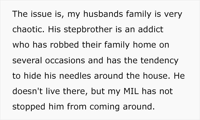 DIL Refuses To Let MIL Babysit Her Newborn Because She Can't Seem To Grasp Just How Dangerous Her Adult Children Are DIL Refuses To Let MIL Babysit Her Newborn Because She Can't Seem To Grasp Just How Dangerous Her Adult Children Are