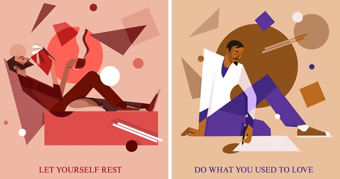 I Created 12 Posters Dedicated To Showing Ways To Take Care Of Oneself In Depression