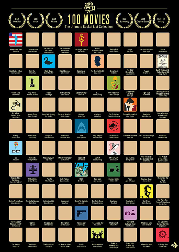 100 Movies Scratch Off Poster