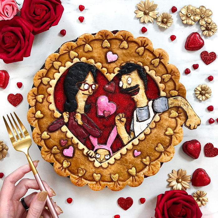 Bob's Burgers Valentine's Day-Themed Cherry Pie With Sanding Sugar Topping