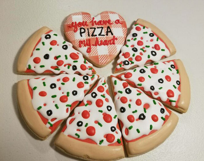 Homemade Pizza Pun. Valentine's Day Sugar Cookies
