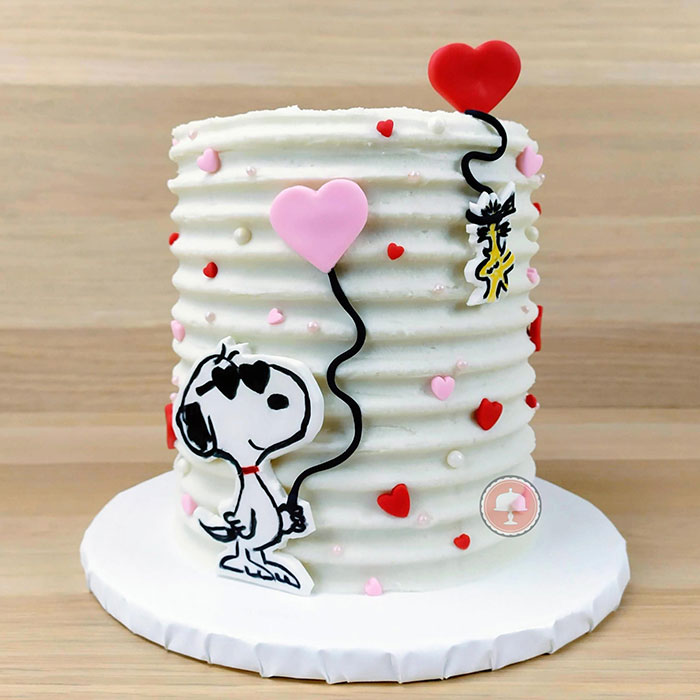Snoopy-Inspired Valentine's Day Cake. Keeping It Simple And Clean