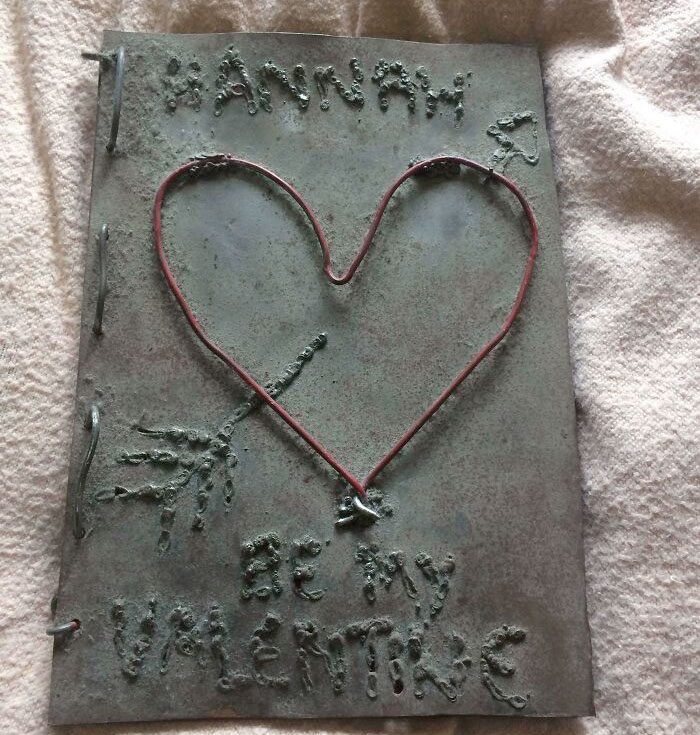 My Father, A Metalwork Student At The Time, Made My Mother A Metal Valentine's Day Card With A Working Hinge. They've Been Married For 23 Years Now