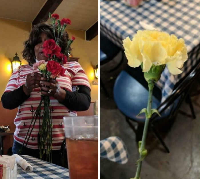 This Woman Goes Around Every Valentine's Day And Gives Out Flowers At Local Restaurants And Even The High School. Faith In Humanity Restored