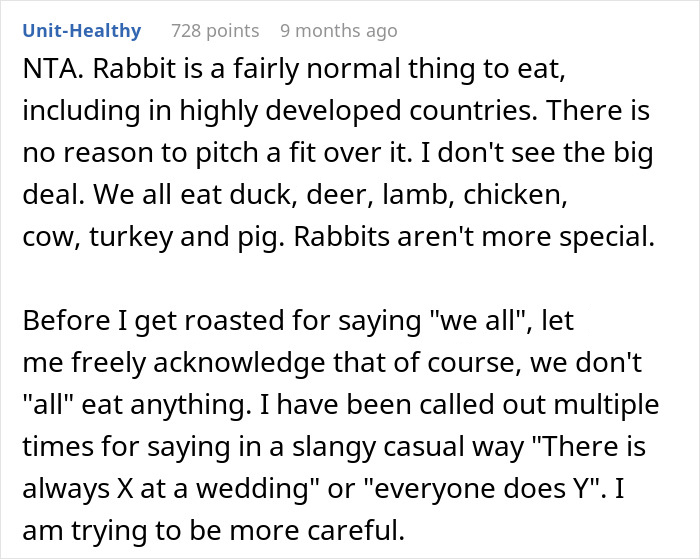 Woman Serves Rabbit Stew For Themed Party, Guests Flip Out After Realizing It Contains Actual Rabbit Meat Woman Serves Rabbit Stew For Themed Party, Guests Flip Out After Realizing It Contains Actual Rabbit Meat