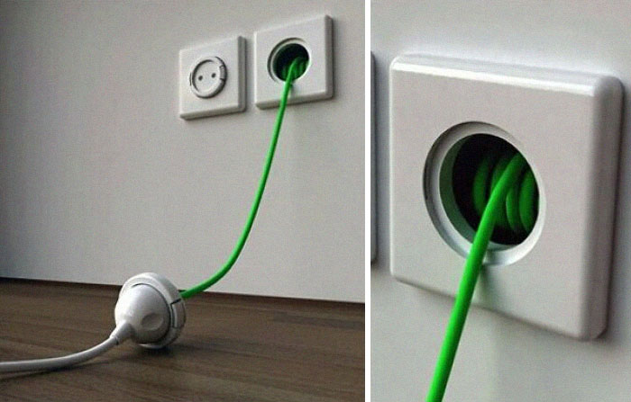 Wall Outlets With Extension Cords Built Into The Wall