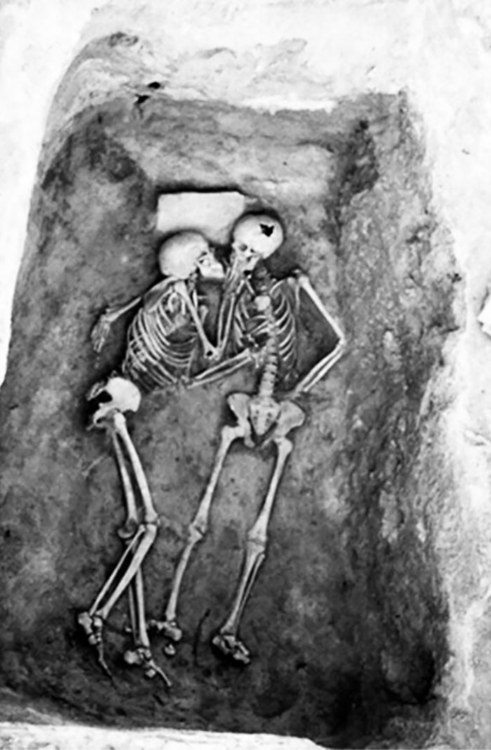 The 2800 Years Old Kiss. Estimated To Be Buried Since 800 Bc, These Human Skeletons, Seemingly In An Embrace, Were Unearthed In 1972 At The Teppe Hasanlu Archaeological Site In Iran