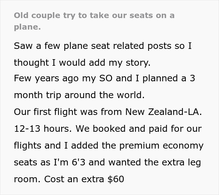 “I Paid Extra For These Seats And Would Like To Sit In Them”: Man Gets Into Argument With Entitled Old Couple Over Plane Seats “I Paid Extra For These Seats And Would Like To Sit In Them”: Man Gets Into Argument With Entitled Old Couple Over Plane Seats