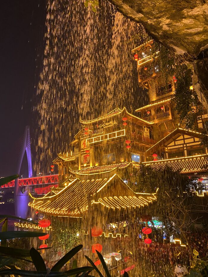 Behind A Waterfall, Hongyadong Cave - Chongqing, China