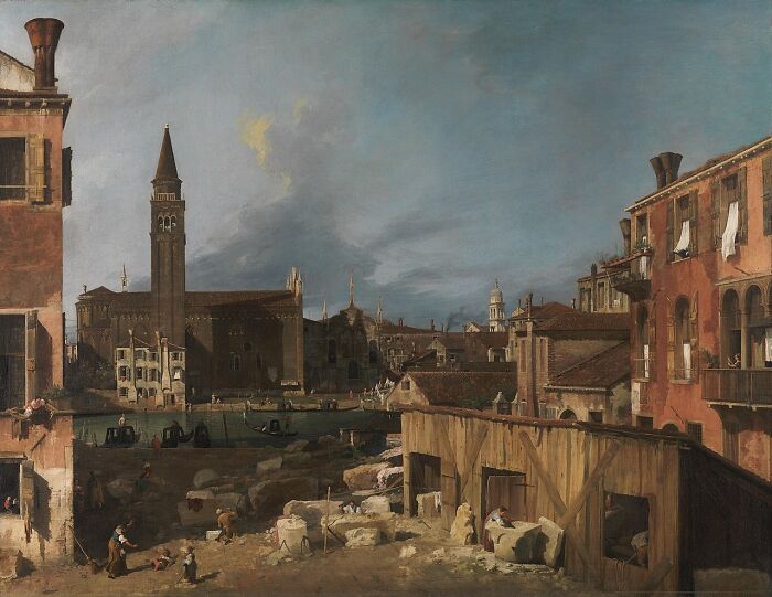 The Stonemason’s Yard By Canaletto