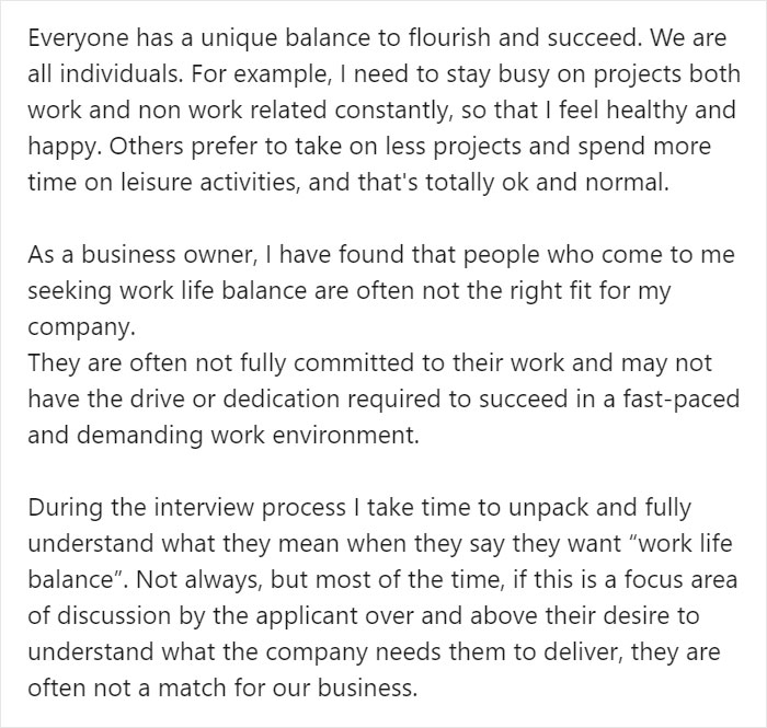 CEO Makes A LinkedIn Post Saying "Never Hire Anyone That's Looking For Work Life Balance," And It Backfires CEO Makes A LinkedIn Post Saying "Never Hire Anyone That's Looking For Work Life Balance," And It Backfires